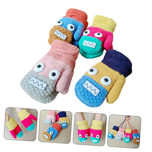 4pairs Portable Compact Boys and Girls Gloves Winter Gloves for Boys Girls Cartoon Design3