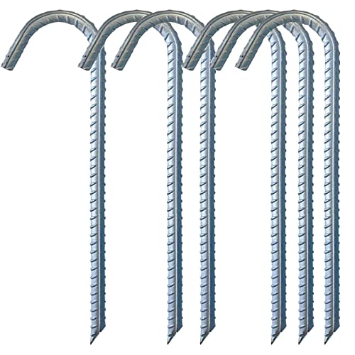 Bodenanker Erdanker Verzinkt Zeltnägel Garten Heringe Trampolin Erdnägel Gartenpfähle Pflocke Stakes Zeltheringe Landschaft Heftklammern Schaukel 6Stück 30CM