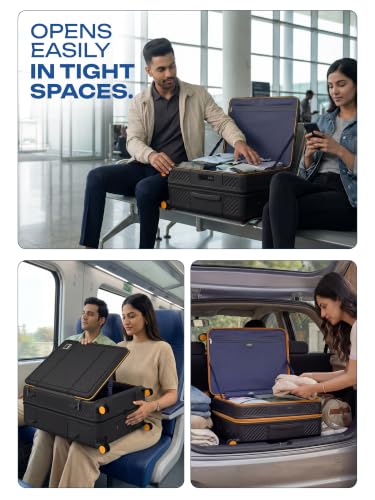Image of Safari Nox 8 Wheels 68cm Medium Size Trolley Bag, Open Easy, Hard Case Polycarbonate, Silent Dual Wheels Check in Luggage, Securi Zipper, Suitcase for Travel, Trolley Bags for Travel, Black