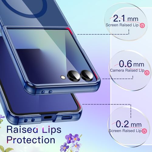 Image of JETech Magnetic Case for Samsung Galaxy Z Flip 7 2025 Compatible with MagSafe, Non-Yellowing Transparent Hard PC Protective Phone Cover, Anti-Scratch (Blue Shadow)