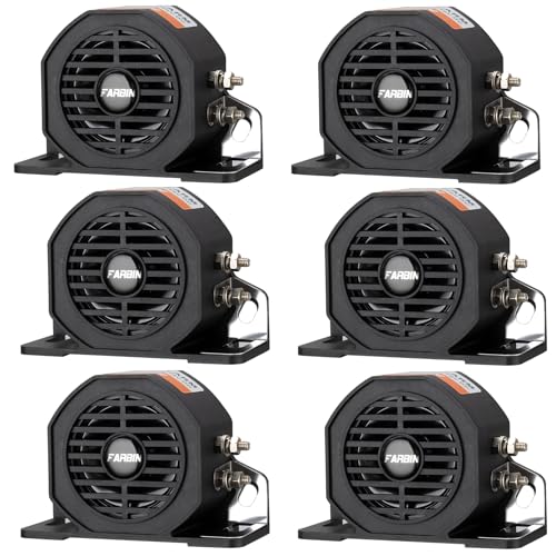 FARBIN Truck Back up Alarm 6Pcs 110dB 12V-48V DC Car Reverse Alarm Horn Heavy-Duty Backup Warning Reversing Warning Alarms Waterproof Back Up Beeper (HT)