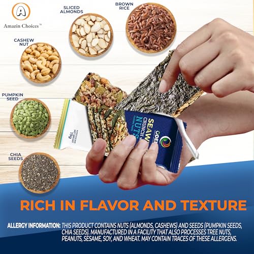 Amazin Choices Seaweed Crunch with Nuts Classic Taste - Snack Viet - Vegan Seaweed Snack Bars Packed with Nuts & Seeds | On-the-Go Snacking Perfect for Tasty - 10.7 oz (16 Bars) - Image 3