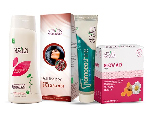 Adven Naturals Keratin Repair Hair Care Combo | Keratin Protein Shampoo200ml + Jaborandi Hair Oil 100ml+ Toothpaste 100g+ Glow aid Soap Pack 225g| Daily Family Kit-image-32