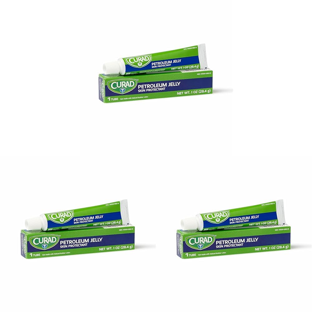 Curad Petroleum Jelly, Skin Protectant and Moisturizer | 1 oz | Tube | Pack of 3