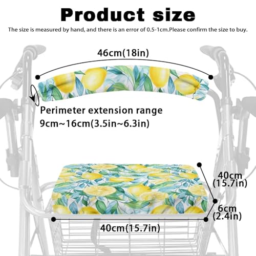 Image of Lemon Rollator Walker Seat and Backrest Covers Universal Walkers Seat Covers Soft Adjustable Accessories for Rollator Walkers for Seniors Women Men