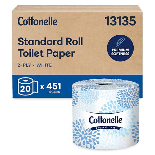 Cottonelle Professional Standard Roll Toilet Paper Bulk (13135) 2-Ply White Compact for Easy Storage (20 Rolls of 451 Sheets 9 020 Sheet Total)