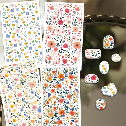 OLYCRAFT 24Pcs Flower Clay Transfer Paper 4 Design Transfer Paper for Polymer Clay Daisies Roses Polymer Clays Transfers Sheets Bushes Transfers Papers for Clays Earrings Jewelry Making - Image 4