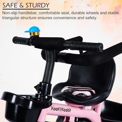 Image of AMARDEEP Baby Tricycle Rhodeo| Bis Approved Baby Tricycle - Safe, Stylish, And Sturdy | Plug And Play Assembly | Supports Up To 30 Kgs | Your Child'S First Adventure On Wheels! (Pink)
