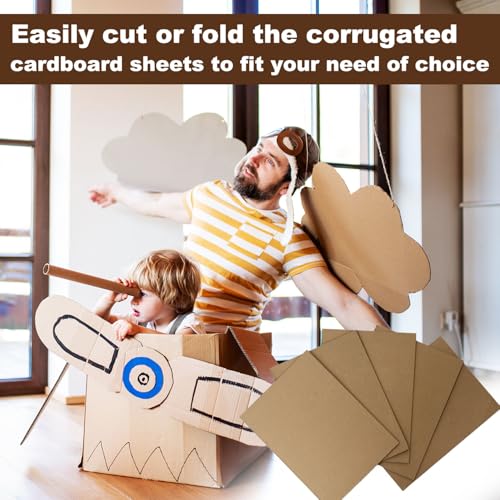 Image of 50 Pack 12x12 Inch Brown Corrugated Cardboard Sheets, Corrugated Cardboard Filler Insert Sheet Pads for Mailing, Pack Shipping, Cardboard Backing, Craft Card Board