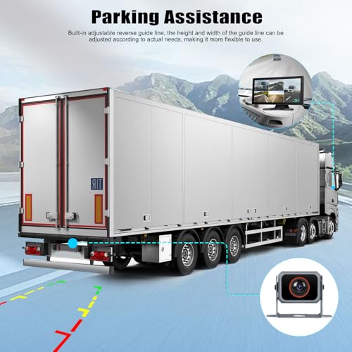 Image of Vehicle Backup Camera for Trucks Pickups Bus Trailers Caravans 10.36-inch IPS HD Screen DVR Recording Reverse Monitor 5 Split Screen Waterproof Night Vision Stable Signal DIY Parking Lines