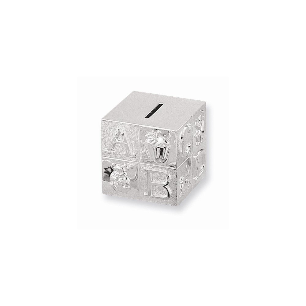 FB JEWELS Solid Silver-Plated Baby Block Bank