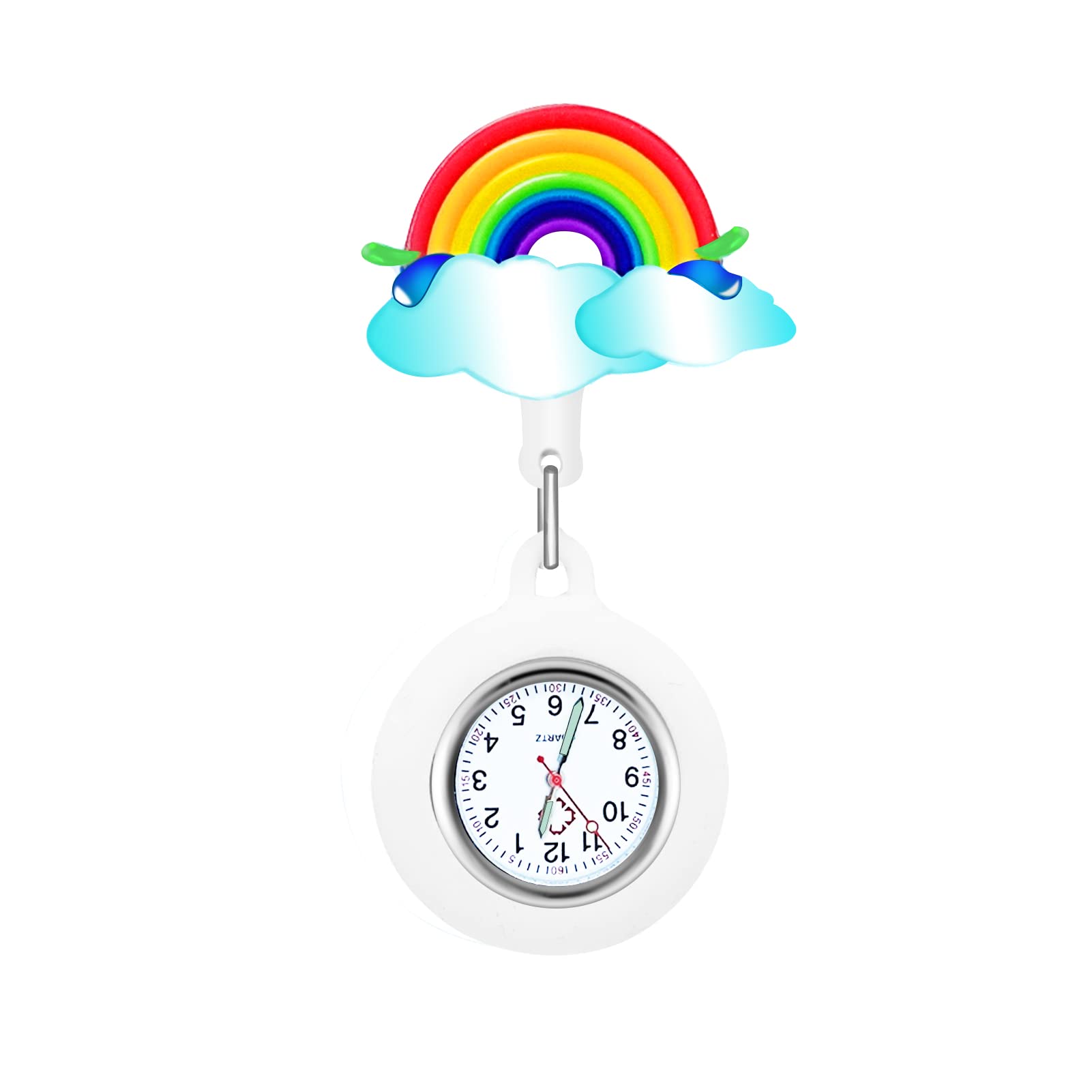 Nurse Watch Rainbow Pocket Watch Retractable Clip on Fob Watch Nurse Clock Fob Hanging Watch for Nurses Quartz Nurse Watch Glow in Dark Medical Pocket Watch for Nurses Doctors Paramedic Men Women
