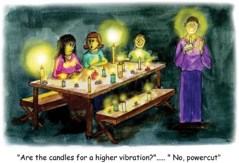 Candle Vibrations - Humorous & Fun, Spiritual Blank Greeting Cards. Meditation, Reiki, Healing, Chakras, Karma,