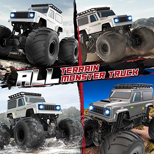 Deerc 1: 6 Scale Huge Rc Car With Led Light, Big Remote Control Monster Truck For Boys, Off Road Rc Truck With Realistic Sound, 2.4Ghz All Terrain Toys Vehicle, Rc Crawler With Rack, 30 Min Play #TOP5
