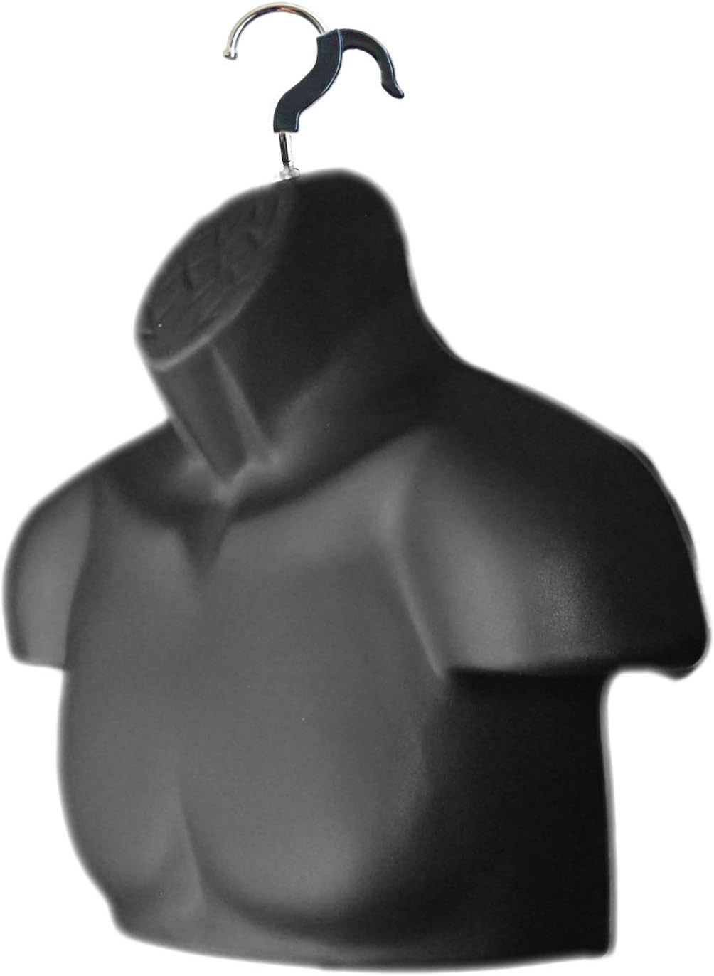 Black Male Mannequin Chest Long Hollow Back Body Torso Set w/ Metal Stand with Metal Pole & Hanging Hook, S-M Size (1)