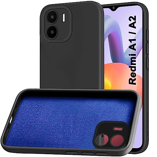 Image of TheGiftKart Liquid Silicon Back Cover Case for Mi Redmi A1 / A2 | Stylish Camera Protection Module | Micro-Fibre Lining Inside | Shockproof Back Cover Case for Mi Redmi A1 / A2 (Silicone, Black)