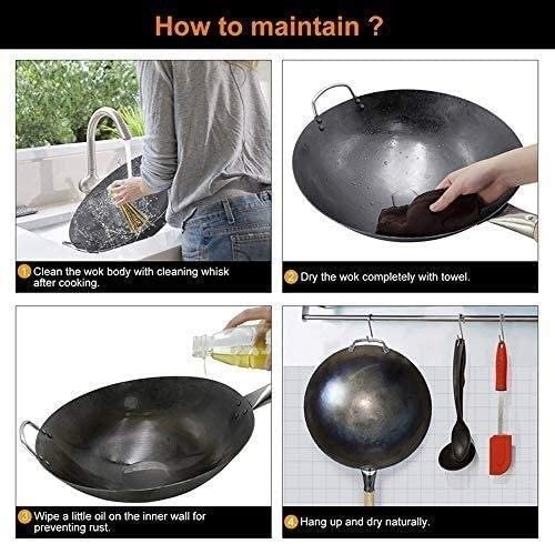 Wok Fondo Plano 36 cm Acero Carbono Pre-cocido miniatura 3