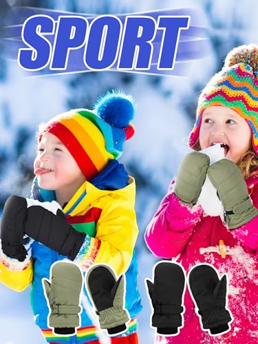Image of Newcotte 6 Pairs Winter Ski Mittens Kids Waterproof Warm Snow Gloves for Boys Girls Cold Weather Outdoor Activities