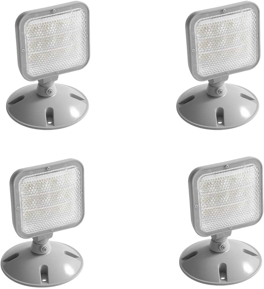 Remote Outdoor Emergency Light Head, Single LED Emergency Lamp, Weatherproof Housing, 3.6V / 9.6V Dual Voltage, 1.7W, UL Listed – for Exit & Emergency Lighting Systems (6 Pack)