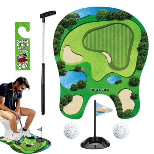Toilettengolf Geschenk Set, Bathroom Golf Set Mit Schläger & Bällen, Mini Golfs Männergeschenk, Wiederverwendbares Golf Toilettenspiel Für Vater...