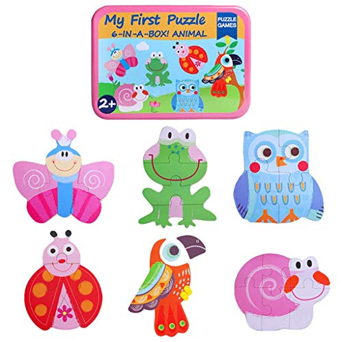 PLUSPOINT 6-in-1 Toddler Fun Cartoon Animals,Transport,Birds,Insects Jigsaw Early Educational Toy Puzzle Game Box for Kids Gift (Birds/Insect)