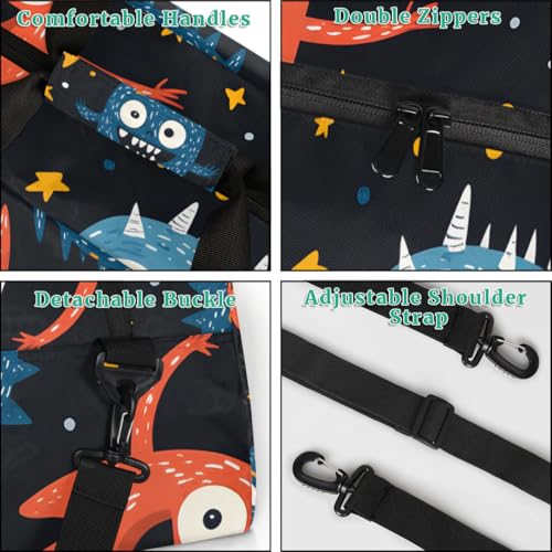 Cute Bacteria Gym Travel Duffle Bag for Women & Men with Front Zipper Pocket for Sports, Overnight, Weekender, Carry On,Workout & Dance Bag,Cartoon Bacteria,18.9 * 8.7 * 10.6 in4