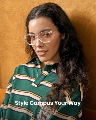 Image of Cyxus Blue Light Glasses Men Women Reduce Eye Strain UV400 Protection 8082 | Eye Protection,Classic Sqaure Frame,Ideal for Computer Screen Office Work Daily Wear