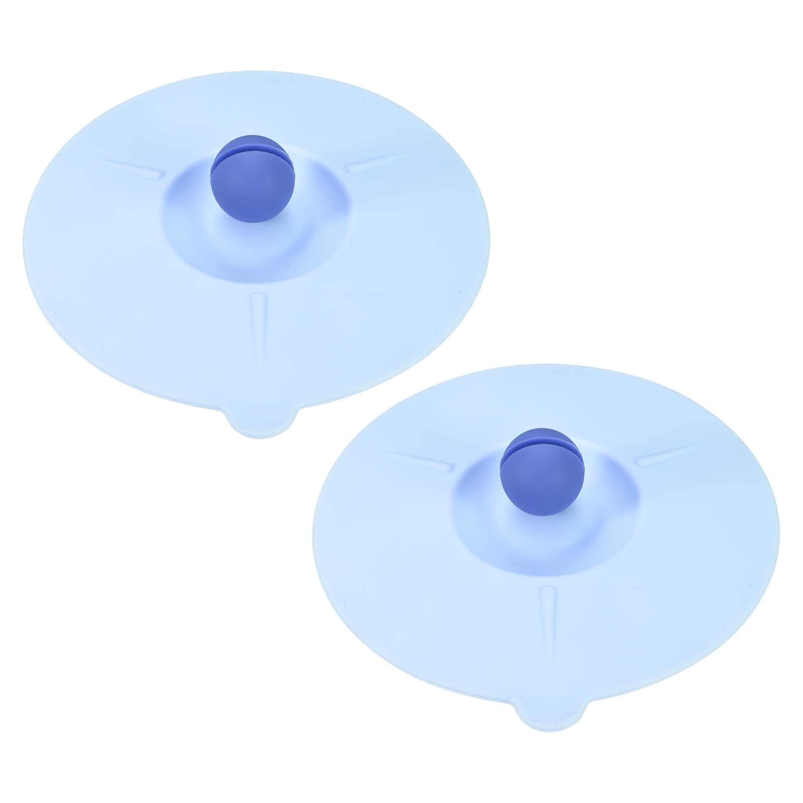 sourcing map 2 Pcs Silicone Cup Covers, 12cm/4.7 Inch Soft Silicone Cup Lids with Acrylic Knob Reusable Mug Cover Lids Anti-dust Airtight Seal for Tea Coffee Drink Glass Mug, Light Blue