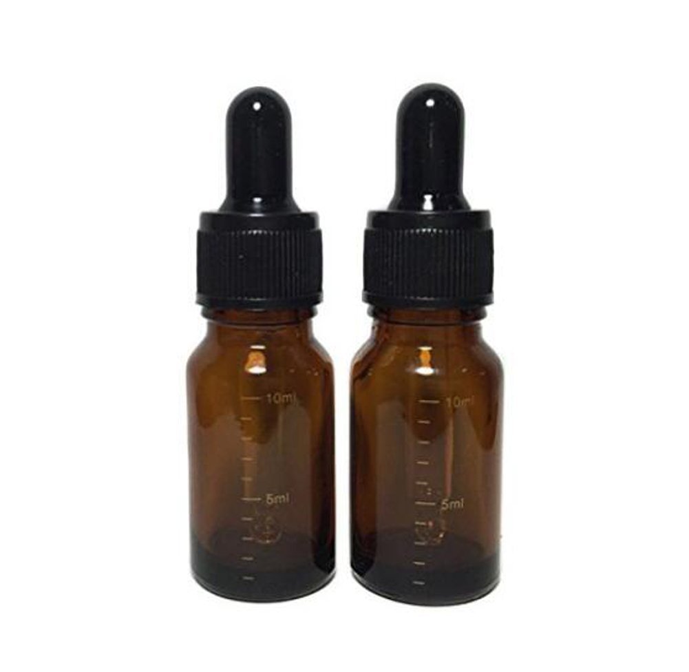 6 PCS 10ml 0.34oz Empty Refillable Amber Glass Graduated Dropper Bottle Essential Oil Cosmetics Elite Fluid Container Jar Pot Holder with Glass Pipette Dropper