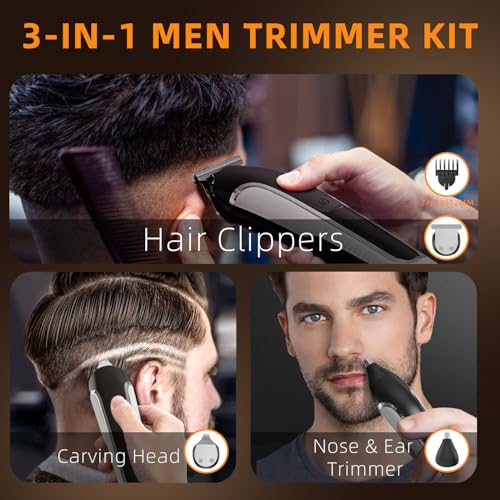 Vexloria Beard Trimmer Men, Hair Clippers Men, All-in-One Men's Grooming Kit with Nose and Ear Trimmer, Detail Trimmer, IPX6 Waterproof Professional Cordless Hair Clipper with 4 Limit Combs - Image 5