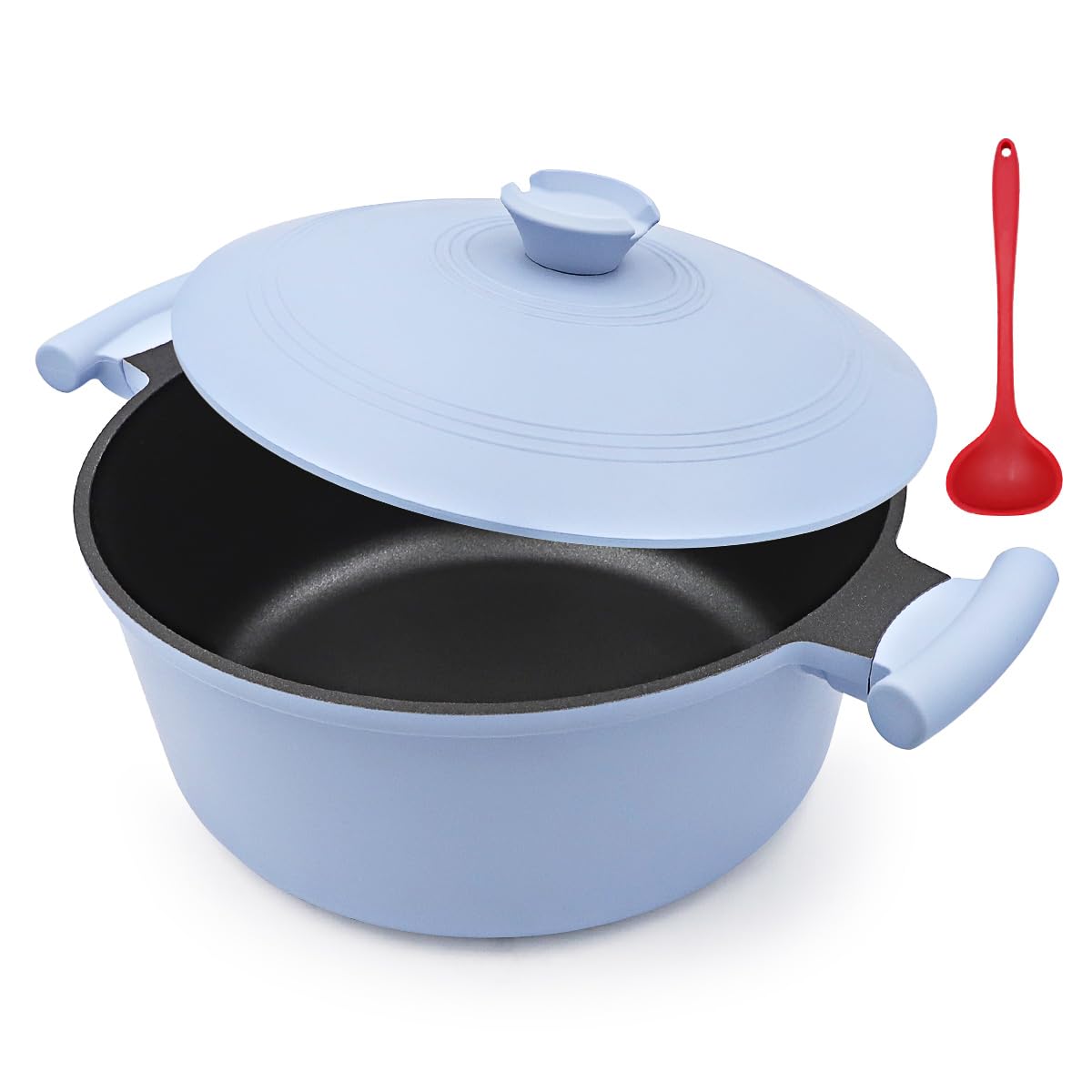 7L Suppentopf 28 cm mit Aluminium Deckel, Leicht und Langlebig, Antihaft-Kochtopf mit kühl bleibendem Griff, PFOA-frei- Blau
