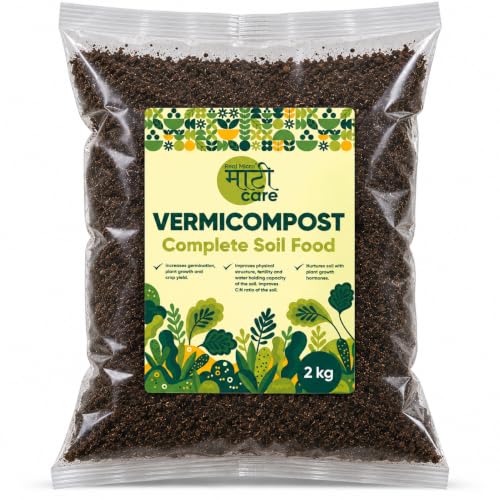 Image of Maati Care Vermicompost Fertilizer for Plants - 2kg | 100% Natural Vermi Compost Manure for Home Garden & Balcony Plants | Organic Soil Booster for Plant | Ideal for All Gardening Needs