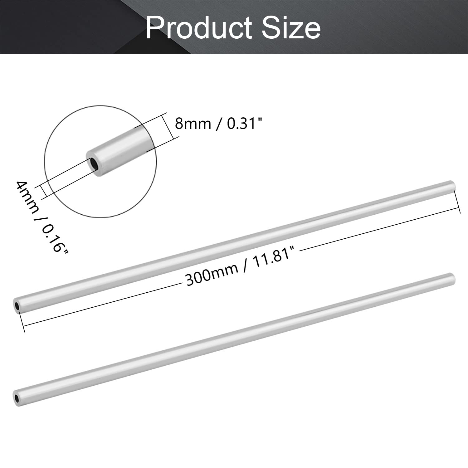 DMiotech (25mm OD x 23mm ID) Tubo Tondo in Alluminio 6061, Lunghezza 300mm, Tubazione Metallico per Costruzione di Telaio per Macchinari Progetti Fai Da Te