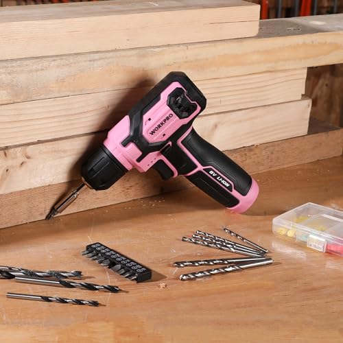 WORKPRO Pink Cordless Drill Set, 8V Impact Drill Driver with 53pcs Bit Set, 2.0Ah Electric Power Drill Kit with 3/8" Keyless Chuck and Variable Speed Trigger, Portable for DIY- Pink Ribbon thumbnail 8