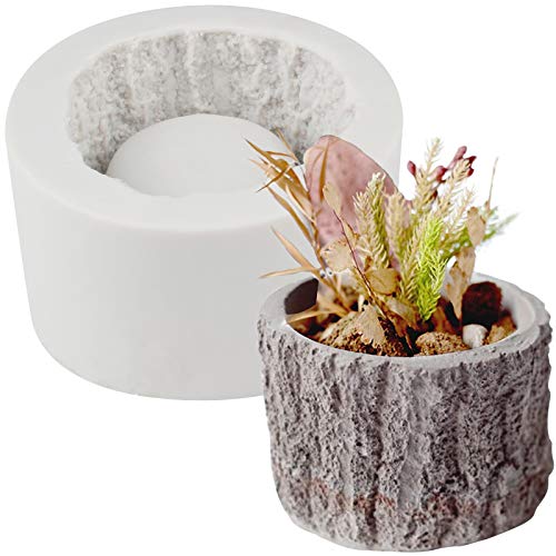FUNSHOWCASE Tree Stump Flower Pot Silicone Mold for Epoxy Resin Concrete Clay Succulent