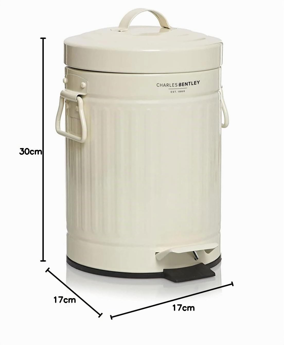 Bentley Home Mini Poubelle rétro en acier à pédale pour cuisine et salle de bain 3 L