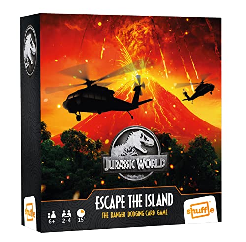 Shuffle Escape The Island Jeu de Cartes basé sur Le Film Jurassic World, 2 à 4 Joueurs à partir de 6 Ans