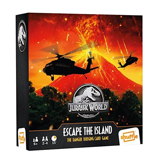 Shuffle Escape The Island. Juego de Cartas basado en la pelicula Jurassic World, 2 a 4 Jugadores a Partir de 6 años