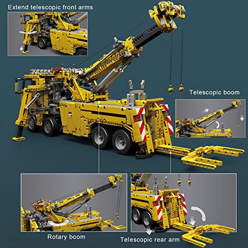 Onenineten Technik LKW mit Kran Bausteine , 2.4G/APP RC Straßenrettungsfahrzeug Bausatz Spielzeug Motor und… – Bild 6