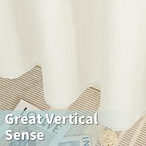 Image of LAMIT 40 Inch Length Linen Curtains for Cafe, Light Filtering Panels, Grommet Privacy Protected Natural Linen Curtains for Small Window /Kids' Room, Set of 2 Panels (42 x 40 Inch, Ivory)