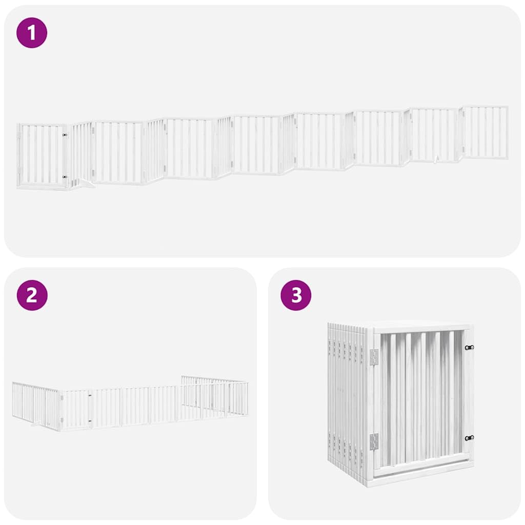 Puerta plegable para perros de madera de álamo de 750 cm, 15 piezas, con puerta, independiente, ideal para cañones de perros, parque para cachorros, valla de jardín, protección y seguridad en