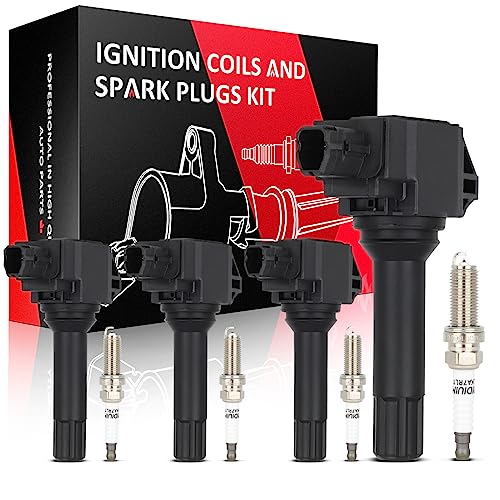 KILOAUTO 4 Ignition Coils with 4 Iridium Spark Plugs fit ...