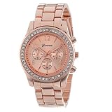 Material del caso: Aleación Vovotrade clásico Mujer Damas Chica Unisex Reloj de Pulsera de Cuarzo de Acero Inoxidable, Rosa de Oro/Dorado/Plateado (Rosa Dorado con Diamante)