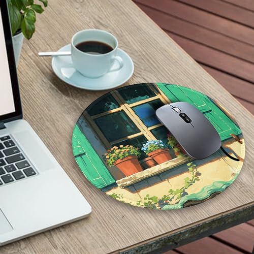 Image of Gctriki Anime Black Cat Mouse Pad, Cute Round Computer Mouse Pads for Desk Laptop Gaming, Stitched Edge Non-Slip Rubber Base, Cute Cat Home Office Desk Accessories Decor for Women