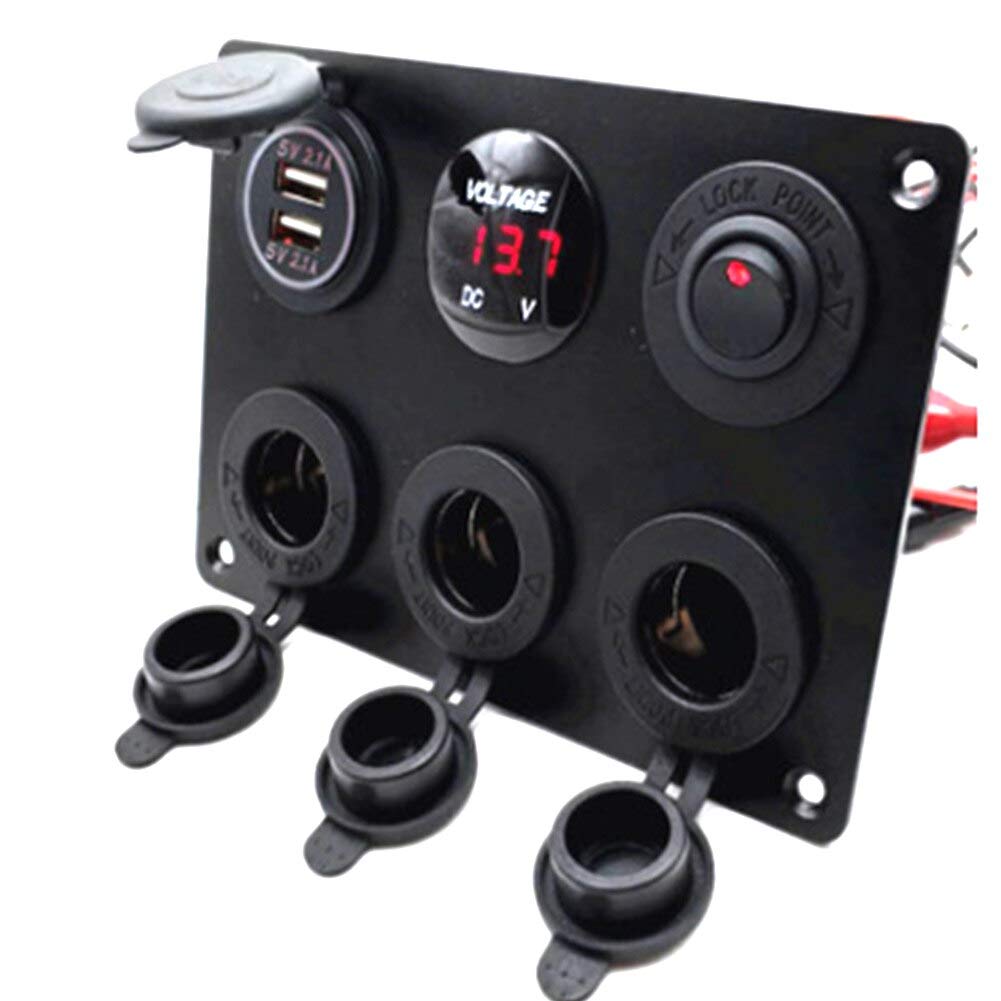 Davitu Cables, Adapters & Sockets - Voltmeter Truck ABS Car Charger Power Outlet Accessories Yacht On Off Boat Adapter RV Toggle Switch Dual USB Socket Panel - (Color Name: Blue)
