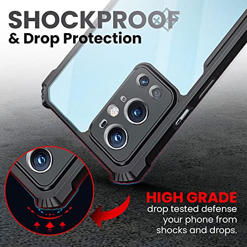 Image of BASECASE Shock Proof Crystal Clear Back Case Mobile Cover for 1+ OnePlus 9 Pro (Hard | Hybrid PC + TPU | Full Armour Device & Camera Protection | Jet Black)