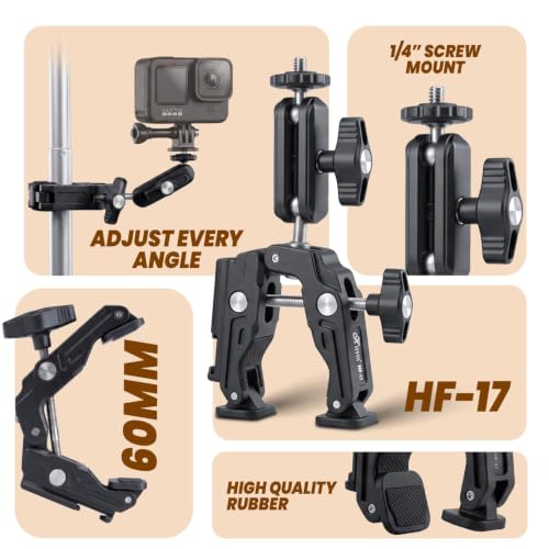 Image of Hiffin HF-17 Magic Arm with Super Clamp for Camera, Monitor, Mobile & LED Light | 360 Ball Head | 1 /4 inch & 3 /8 inch Thread Mount | Aluminium Alloy Articulating Arm for Photography & Video Shooting