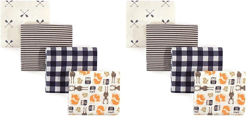 Hudson Baby Unisex Baby Cotton Flannel Receiving Blankets, Forest, One Size (Pack of 2)