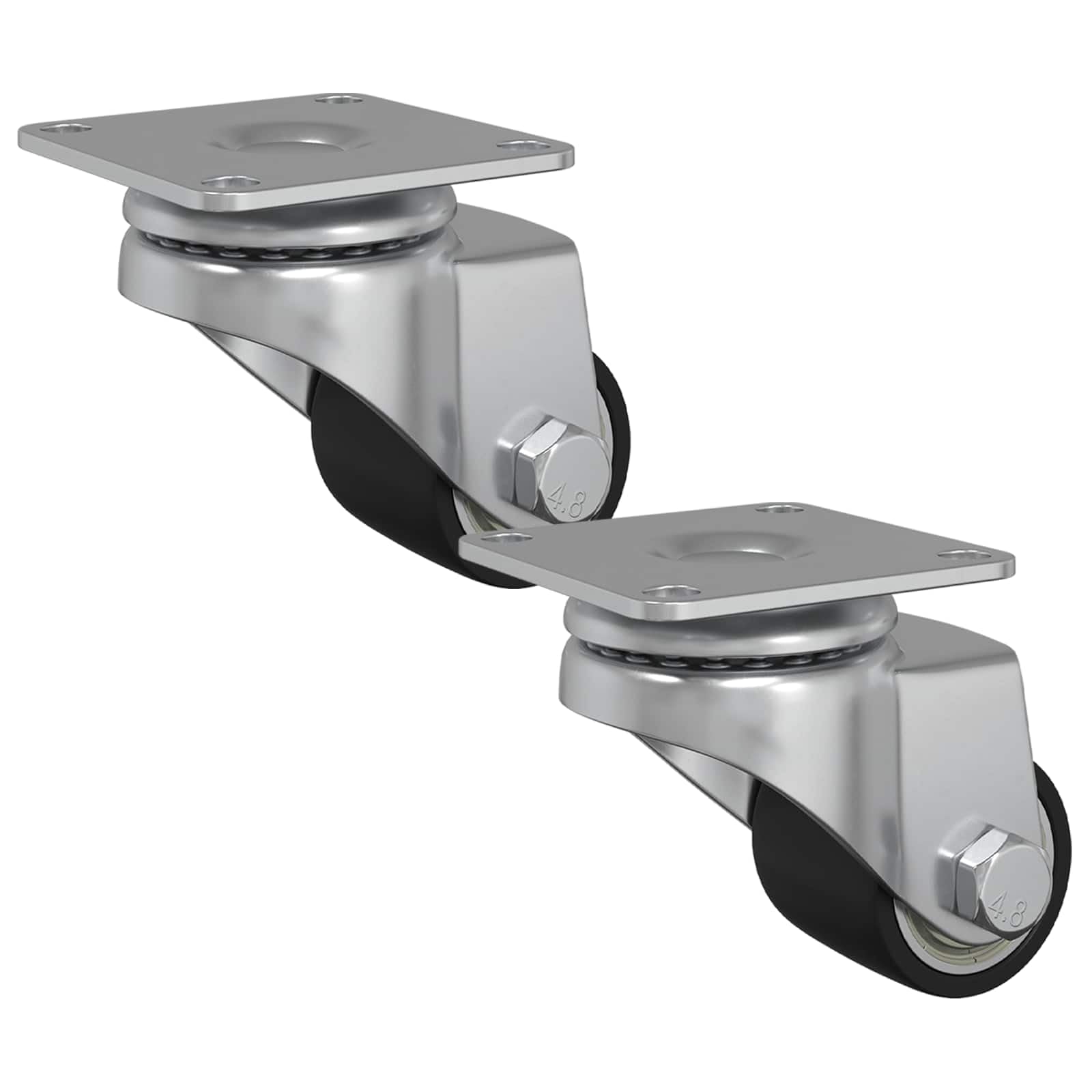 2er Set Bockrollen 44,1 x 44,1 x 1,95 mm aus Nylon, Tragfähige Möbelrollen für Werkbänke und Einkaufswagen, Silberfarbenes Transportzubehör