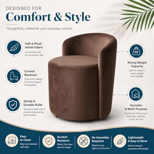Image of Jaico Wood Seating mudda Puffy Stool Chair for Living Room, Dressing Table, Office, Home Decor, Ottoman pouffes, Sofa Type, and Large .Ottoman and Chair Combined into one (Brown)